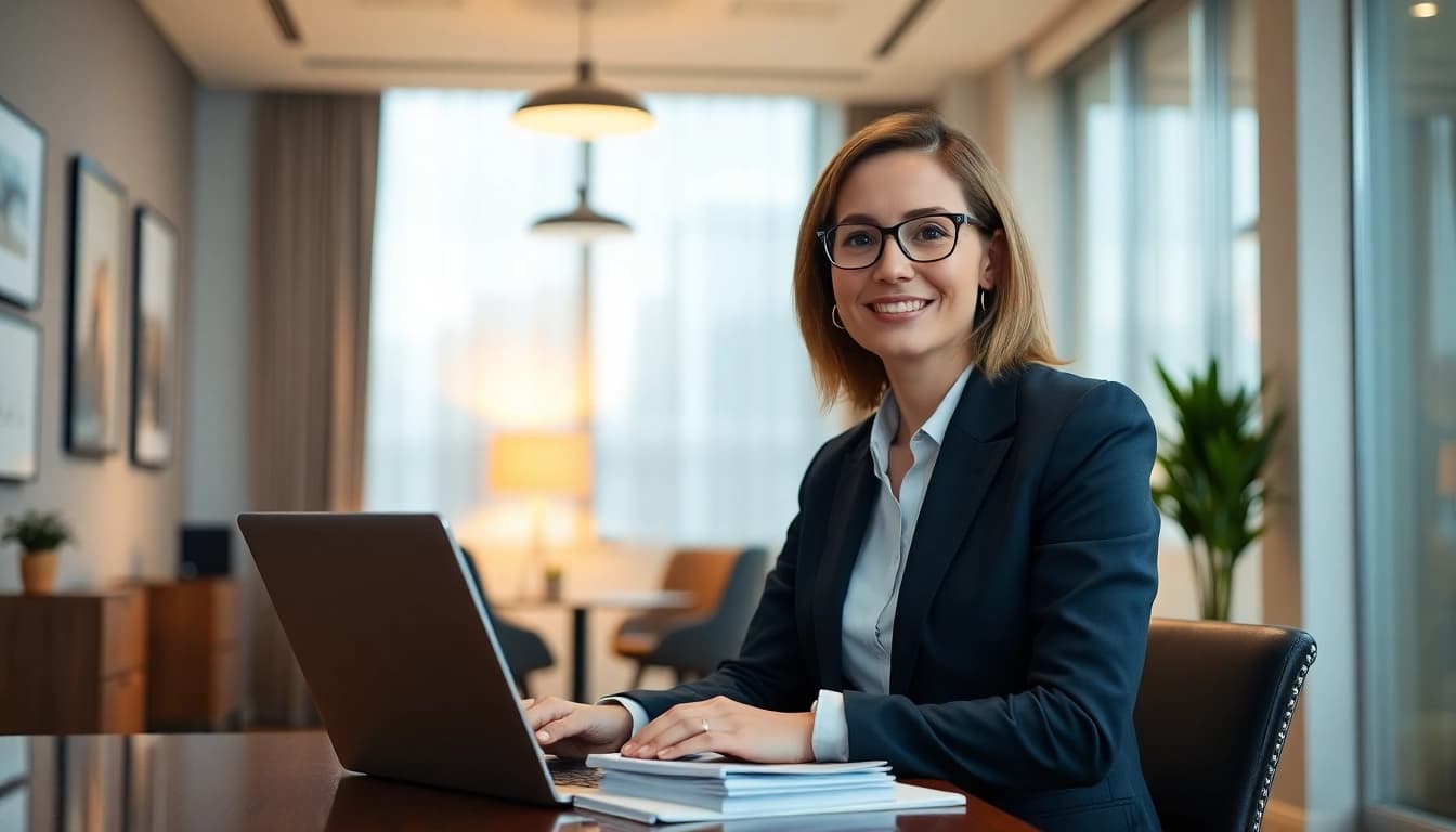 Headhunter conducting an interview in a modern office setting, showcasing professionalism and expertise.