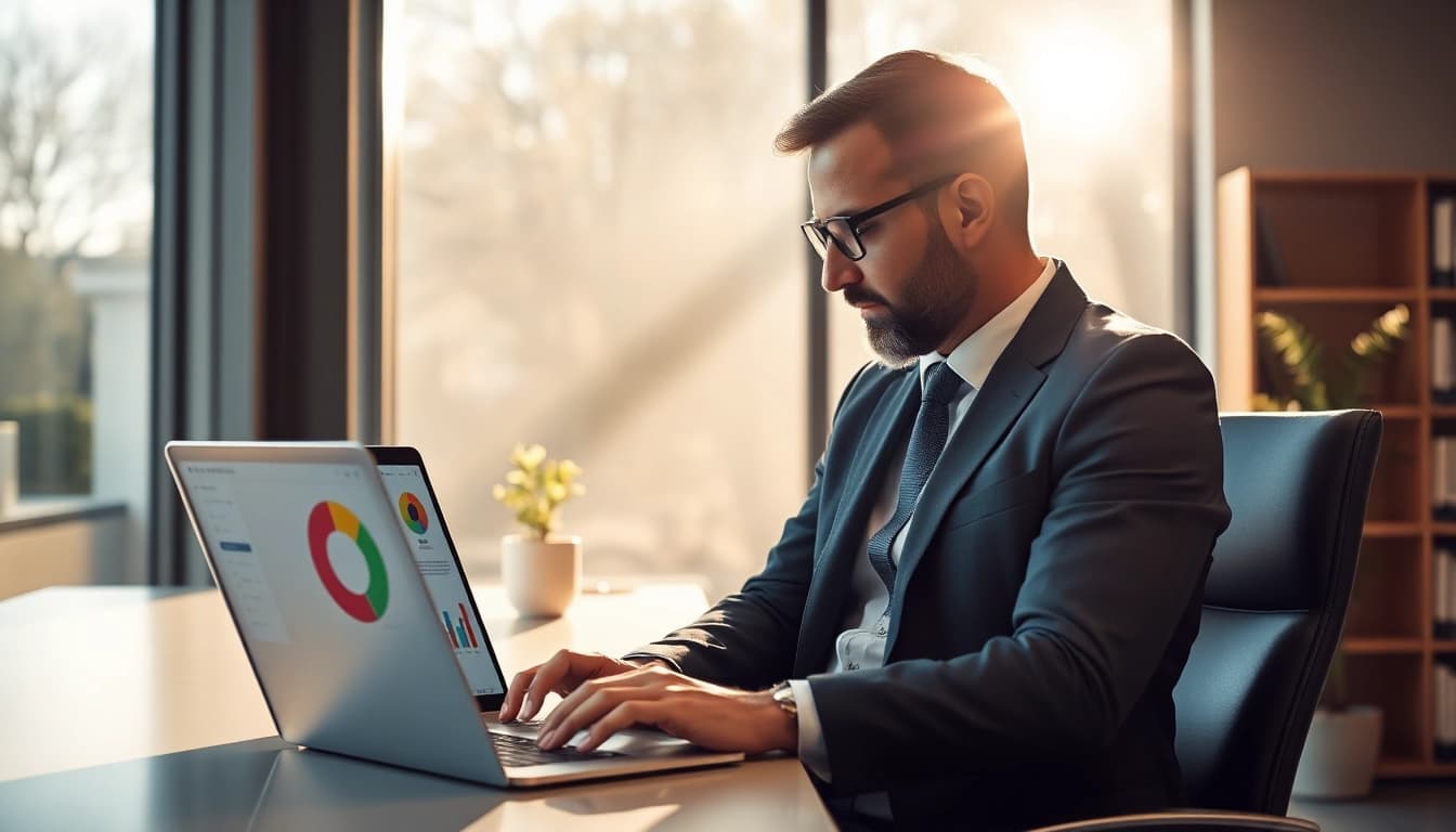 Professioneller Headhunter Oberhausen analysiert Kandidatenprofile in einem modernen Büro.