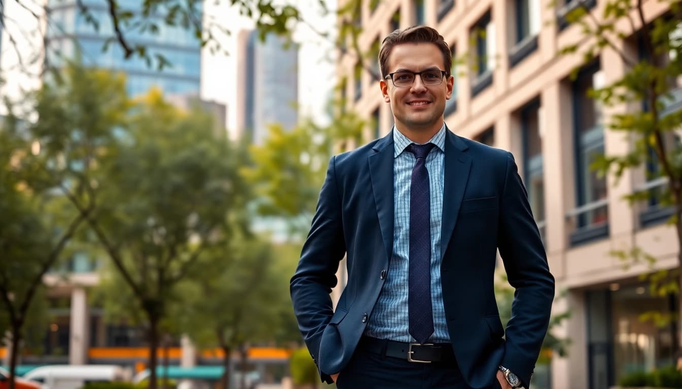 Professioneller Immobilienmakler Frankfurt Preungesheim in einer urbanen Umgebung.