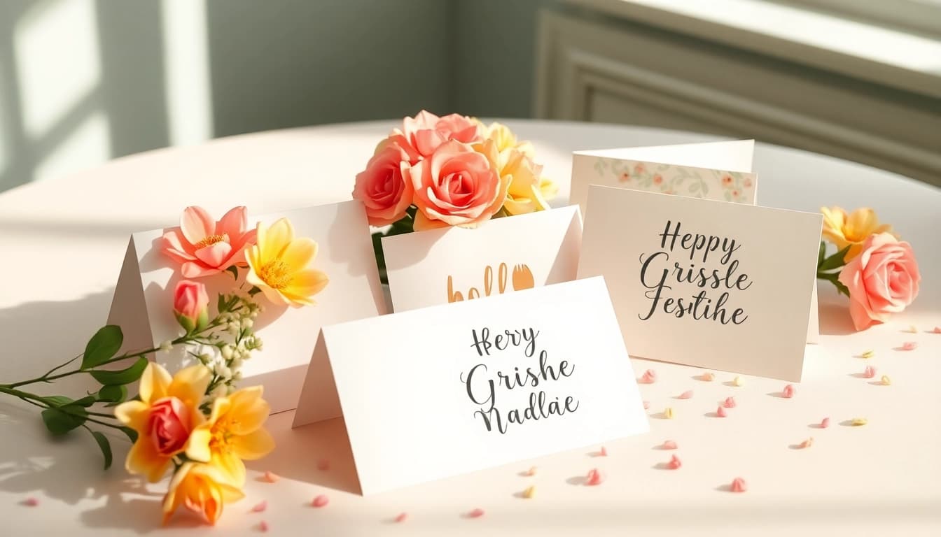 Gestalten Sie ausdrucksstarke Grusskarten mit bunten Designs und kreativen Texten für jeden Anlass.