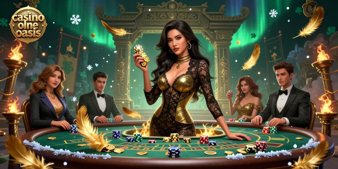 Experience the excitement in a casino ohne oasis with vibrant golden chips at a baccarat table.
