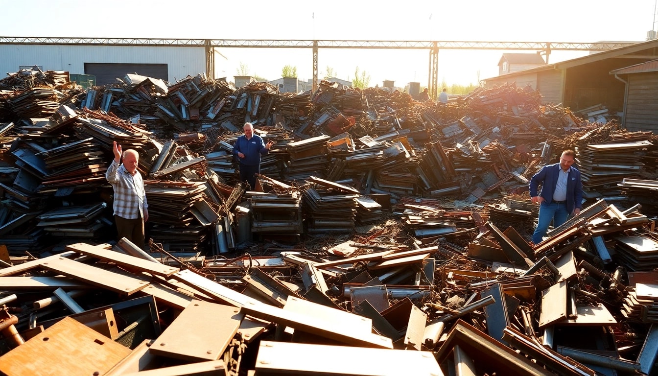 Sort and sell valuable metals at Schrottplatz Remscheid while showcasing a bustling recycling environment.