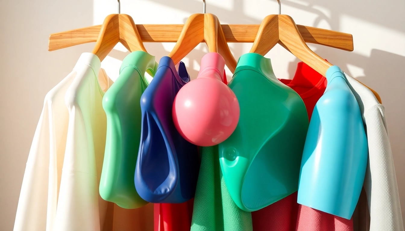 Kunststoff kleiderbügel farbenfroh und stilvoll präsentiert auf einem Kleiderständer für moderne Aufbewahrungslösungen.