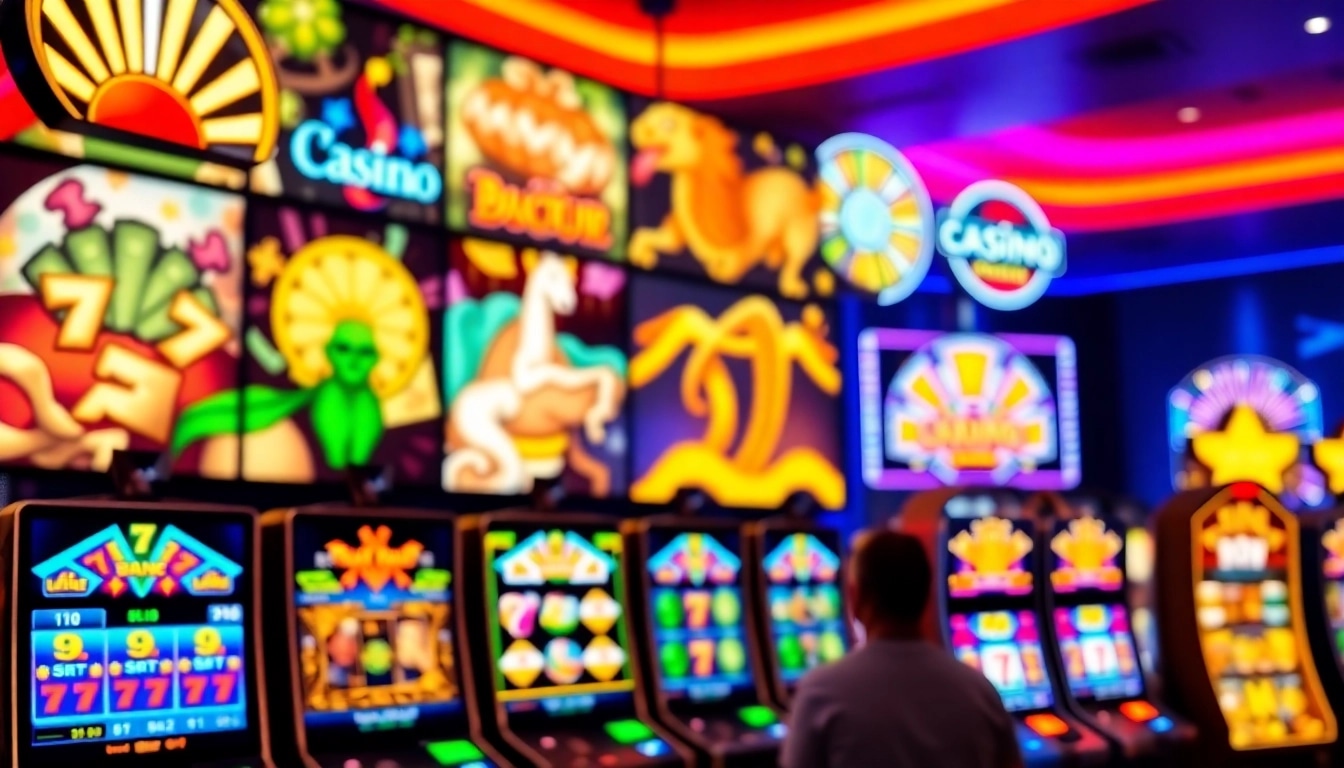 Experience the thrill of Casino Bonus offers with vibrant slot machines and engaged players.