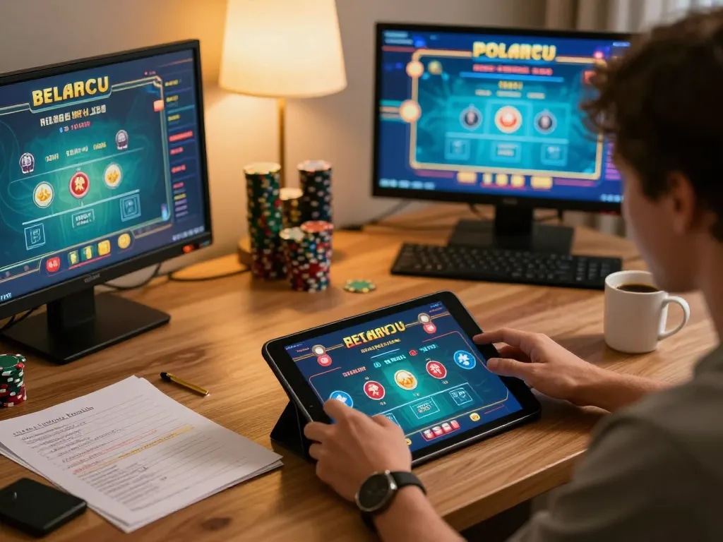 Engaging live dealer gaming experience showcasing trang chủ bl555 on tablet in a cozy home.