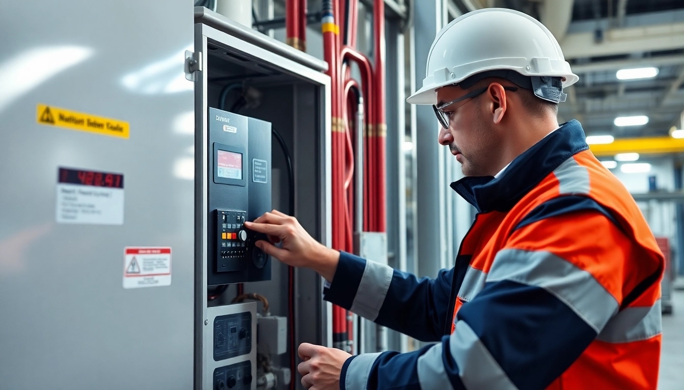Safety inspector conducting a DGUV V3 Prüfung on electrical devices, ensuring compliance and safety.