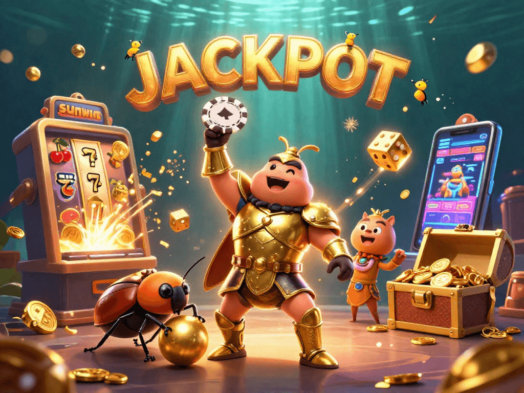 Experience the thrilling jackpot excitement at Sunwin with vibrant 3D illustrations of winning moments.