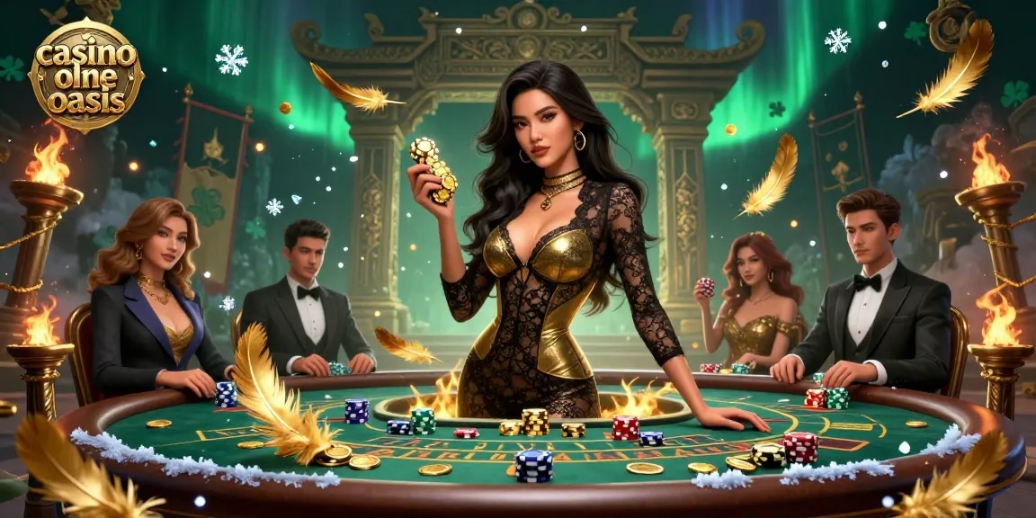 Experience the excitement in a casino ohne oasis with vibrant golden chips at a baccarat table.