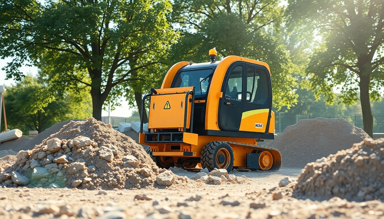 Minibagger mieten Hannover – Modernes Gerät auf a Baustelle, bereit für Arbeit.