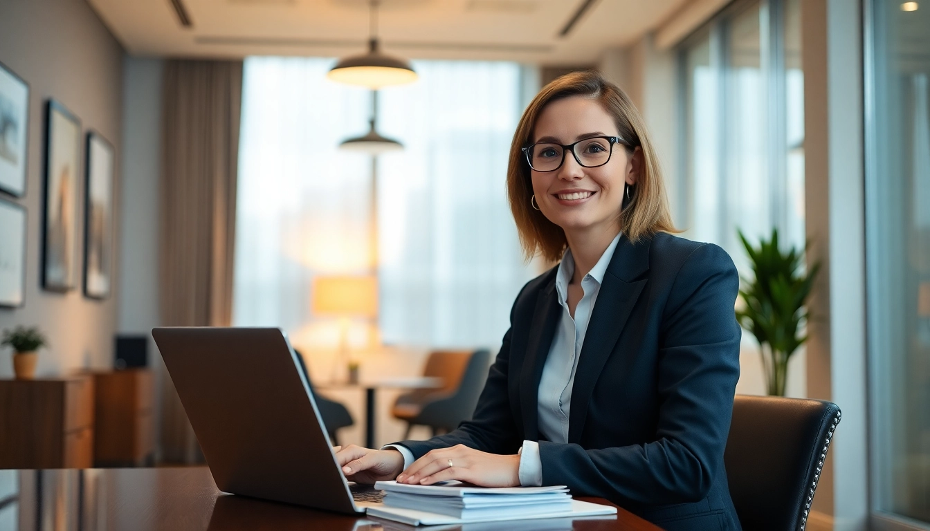Headhunter conducting an interview in a modern office setting, showcasing professionalism and expertise.