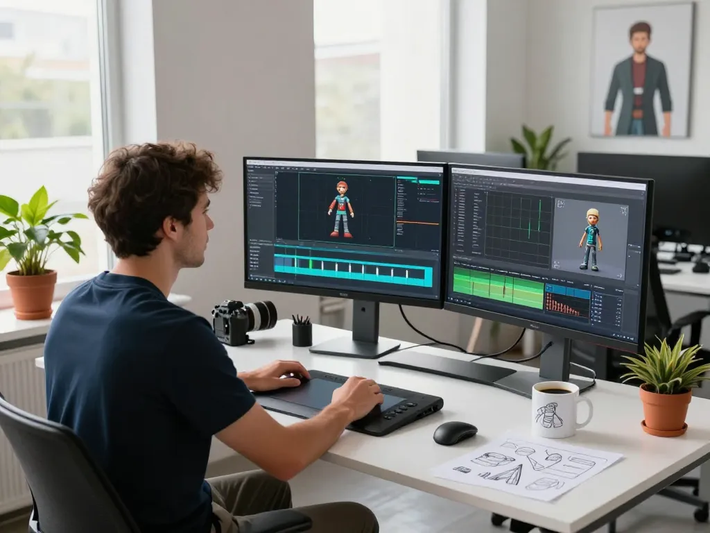 Creating stunning animations with motion control technology in a modern workspace