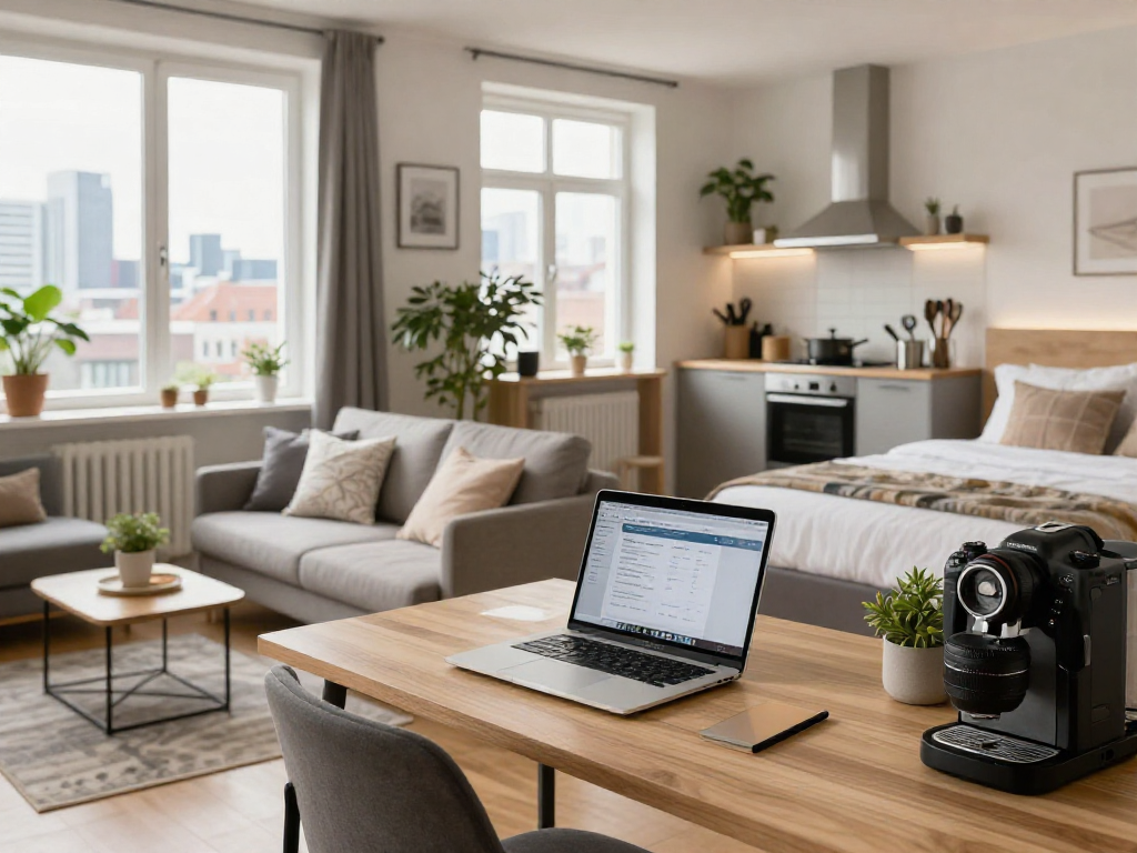 Monteurzimmer mieten Hannover: Gemütliches Apartment für Geschäftsreisende mit voll ausgestatteter Küche.
