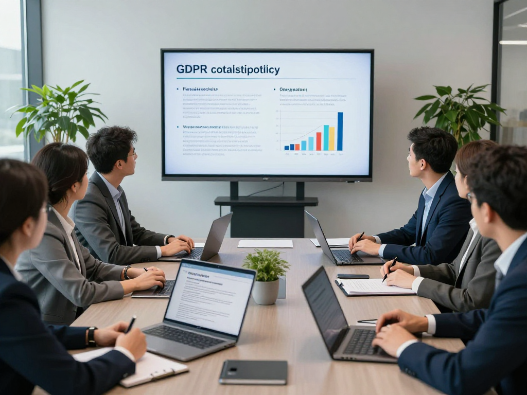 Discussing GDPR compliance in a professional setting for Vermessungsbüros und ÖbVI.