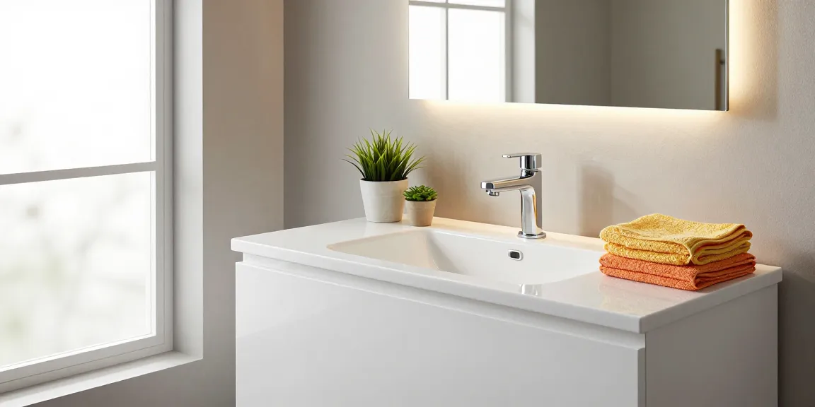 Een stijlvol fonteinkastje dat een moderne badkameromgeving versterkt met chique decor en een uitnodigende sfeer.