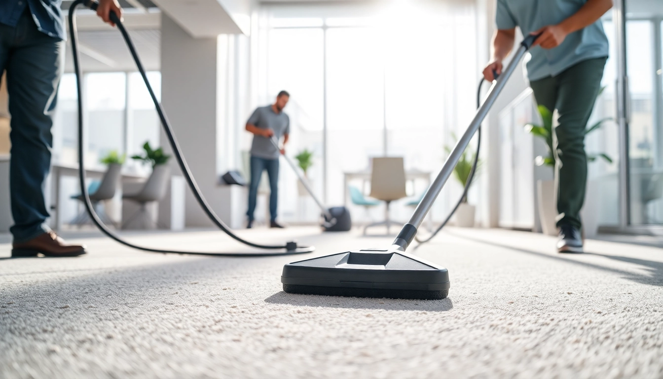 Efficient Gebäudereinigung Ulm durch ein professionelles Reinigungsteam in einem modernen Büro.