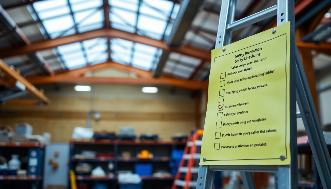 Inspections of ladders during Leiterprüfung to ensure safety and compliance with regulations.