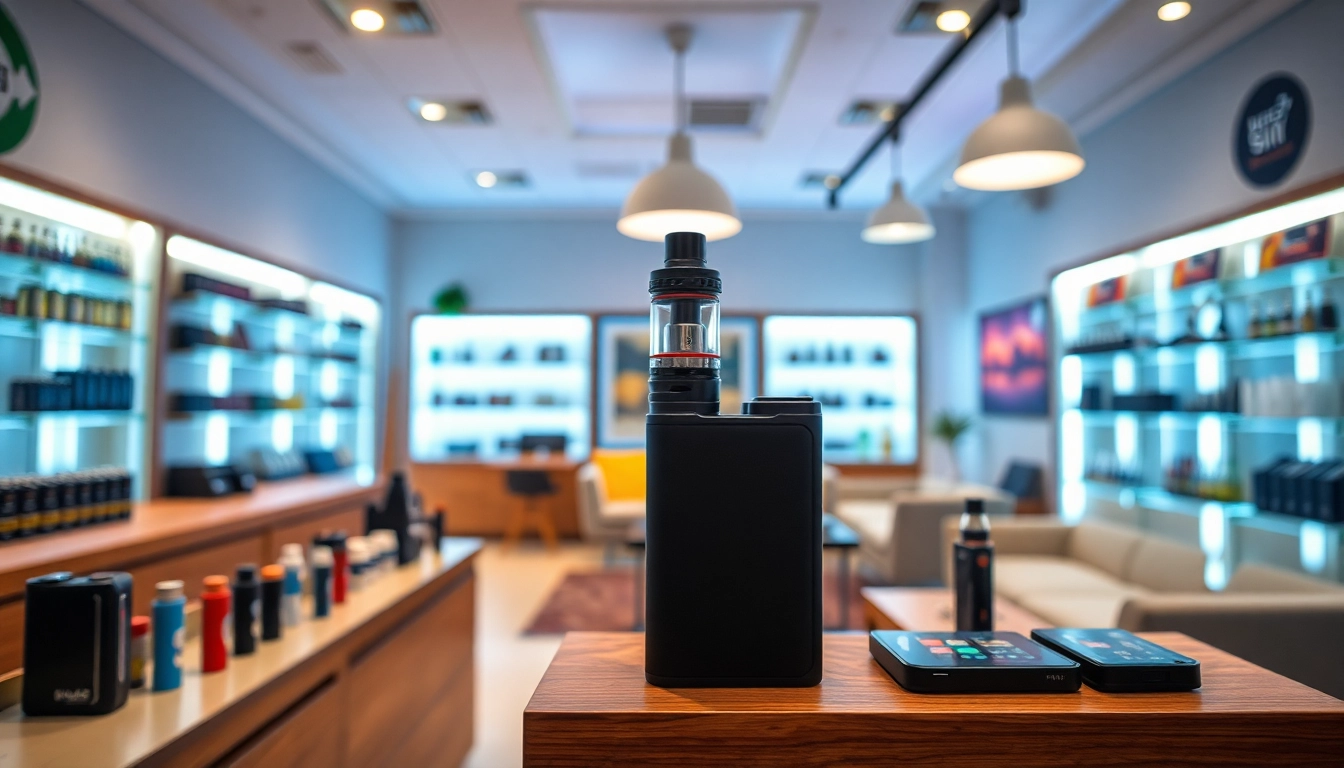 Begeisternde Auswahl an hqd surv Vapes geschmackvoll in einem modernen Geschäft ausgestellt.