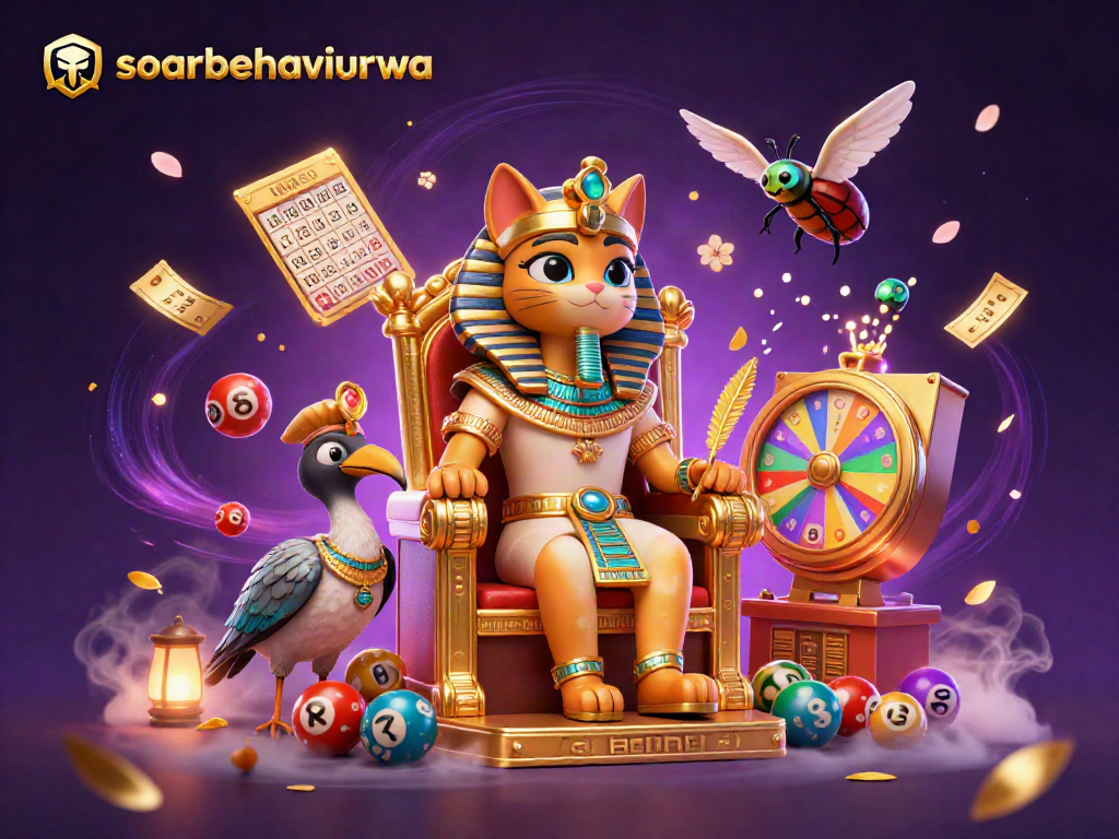 Engage winnings with soarbehaviorwa through a dynamic 3D casino-themed illustration of lucky numbers and characters.
