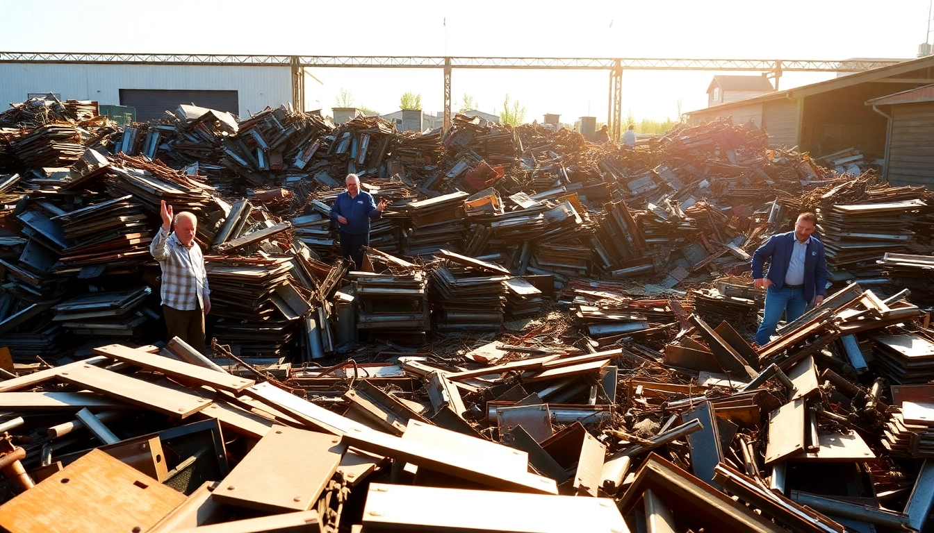Sort and sell valuable metals at Schrottplatz Remscheid while showcasing a bustling recycling environment.