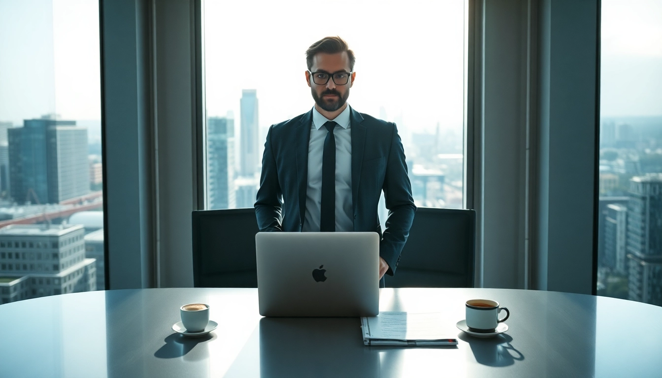 Headhunter CEO berät am Schreibtisch in modernem Büro.