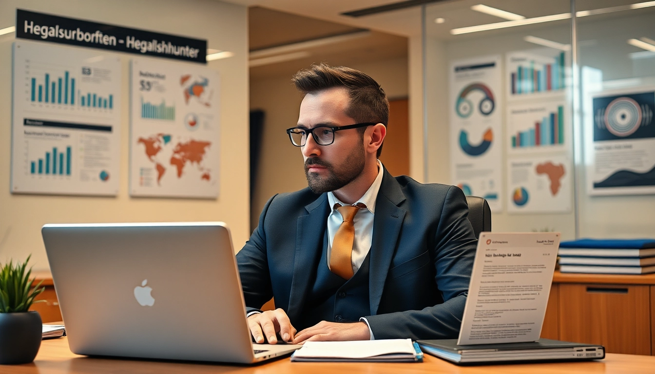 Headhunter Gesundheitswesen konsultiert Lebensläufe in modernem Büro.