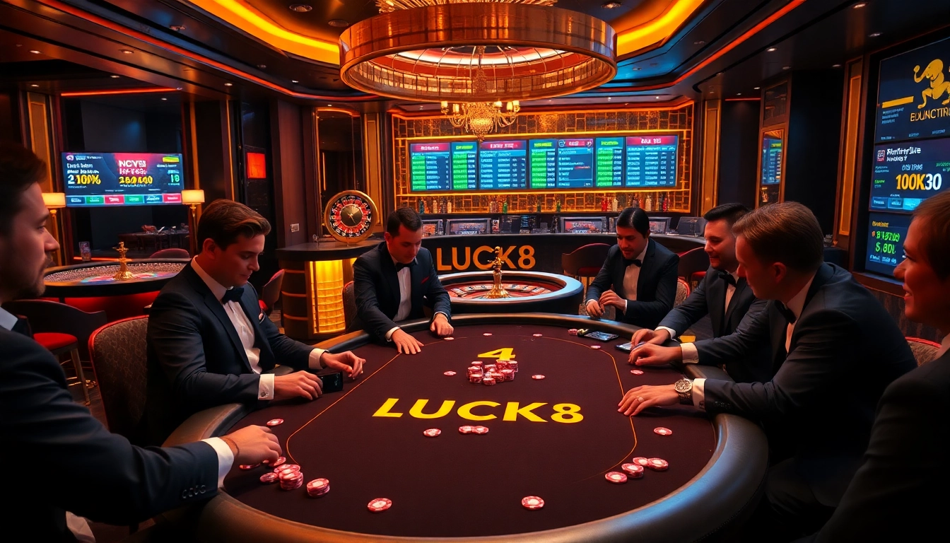 LUCK8 poker table with vibrant colors and professional setup inviting players to engage.