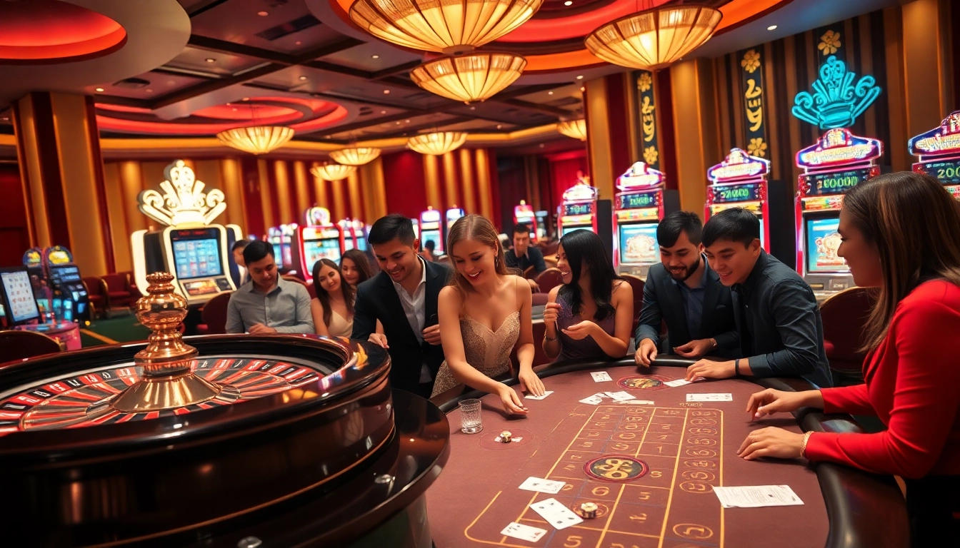 RR88 players engaging in high-stakes gambling, showcasing excitement at the casino.