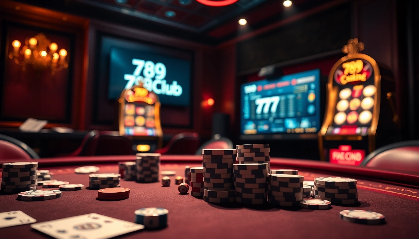 Players enjoying an exciting round at a 789club casino table with vibrant chips and cards.