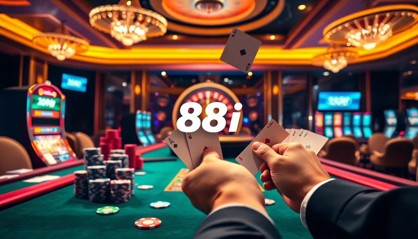 Experience the excitement of 88i nhà cái with vibrant casino tables and poker chips.