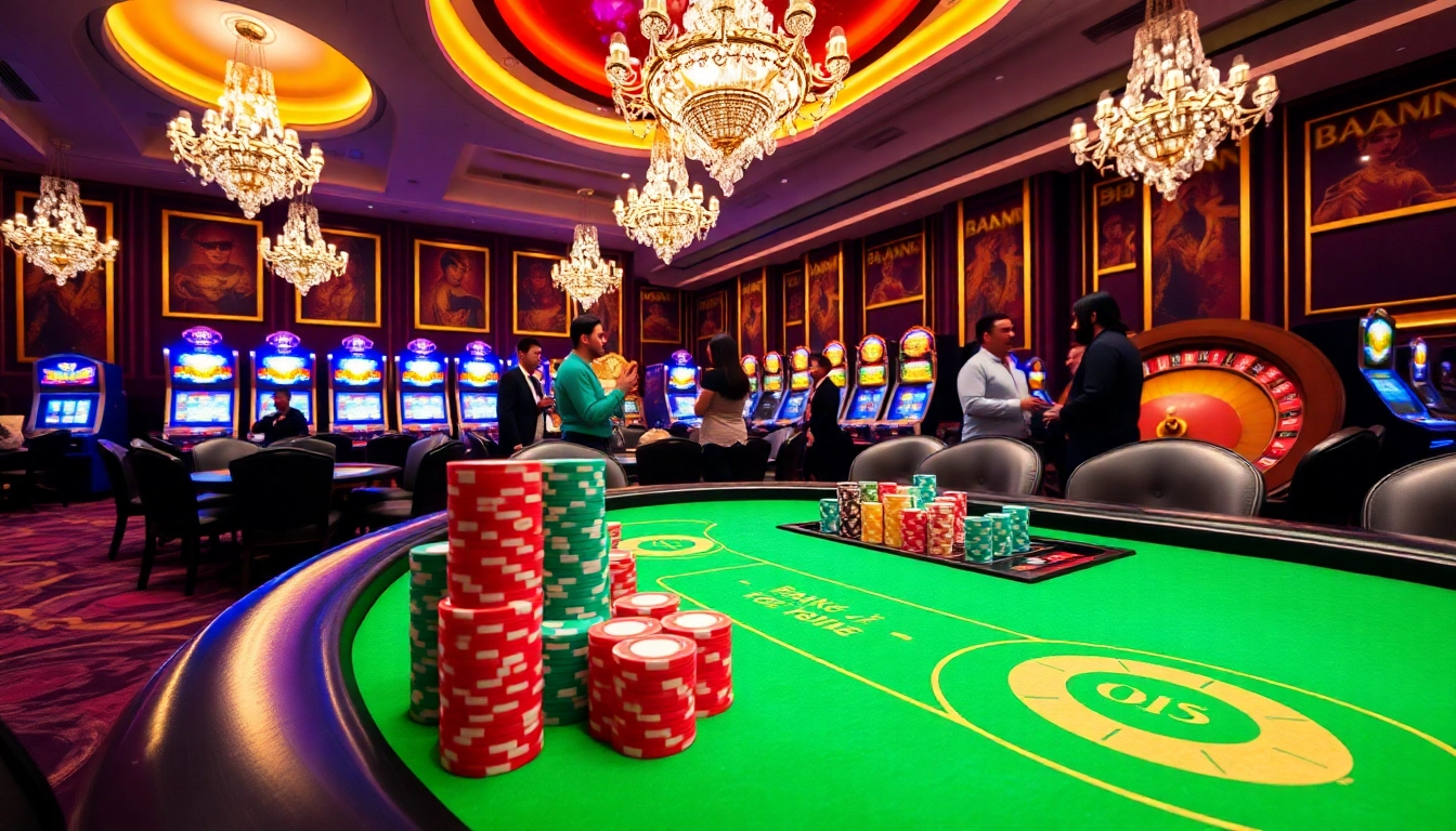 Experience thrilling moments at https://siu88.best/ with poker chips and a roulette wheel in a vibrant casino scene.