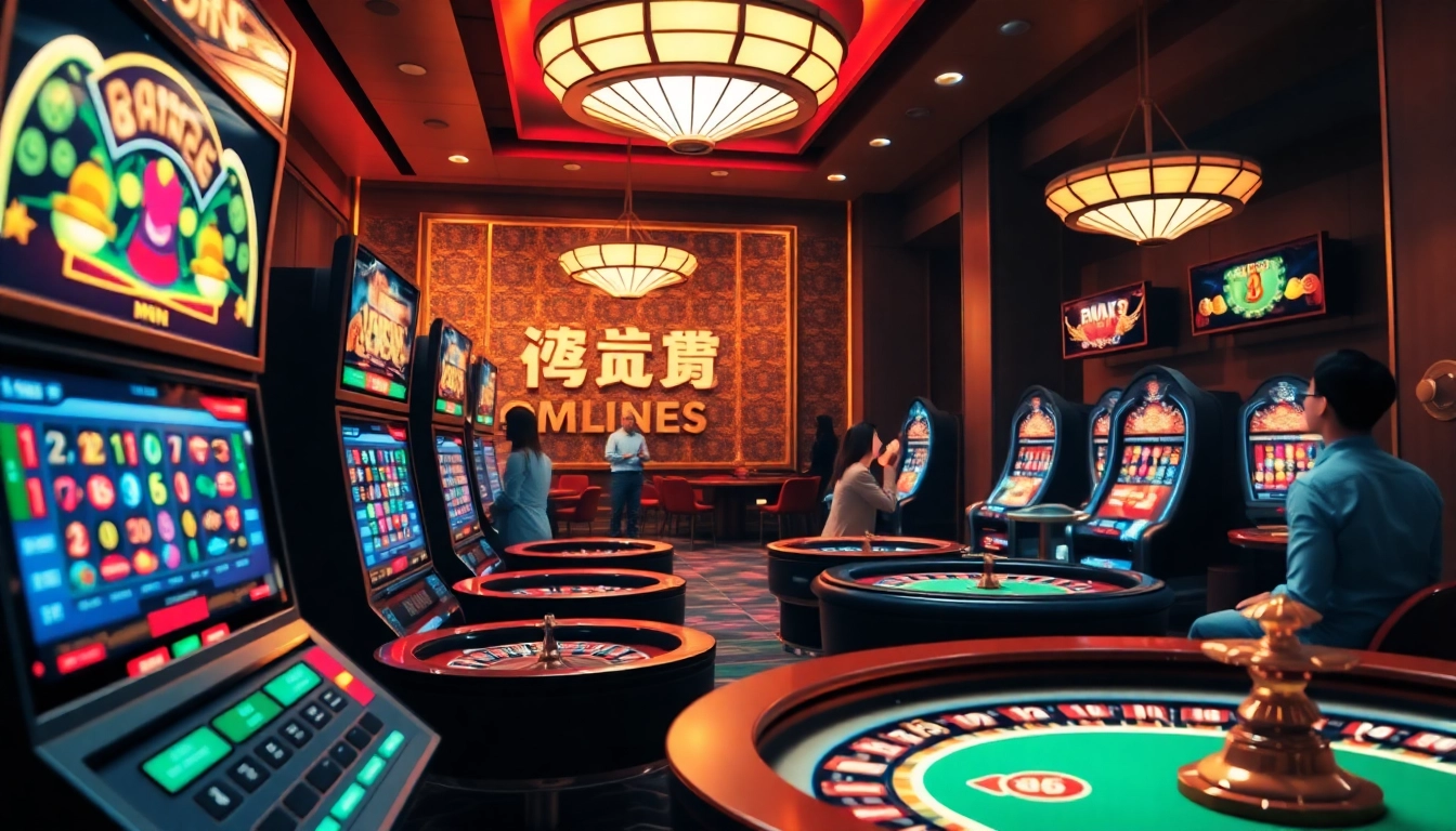 xổ số ok8386 players enjoying an online lottery experience with vibrant casino elements