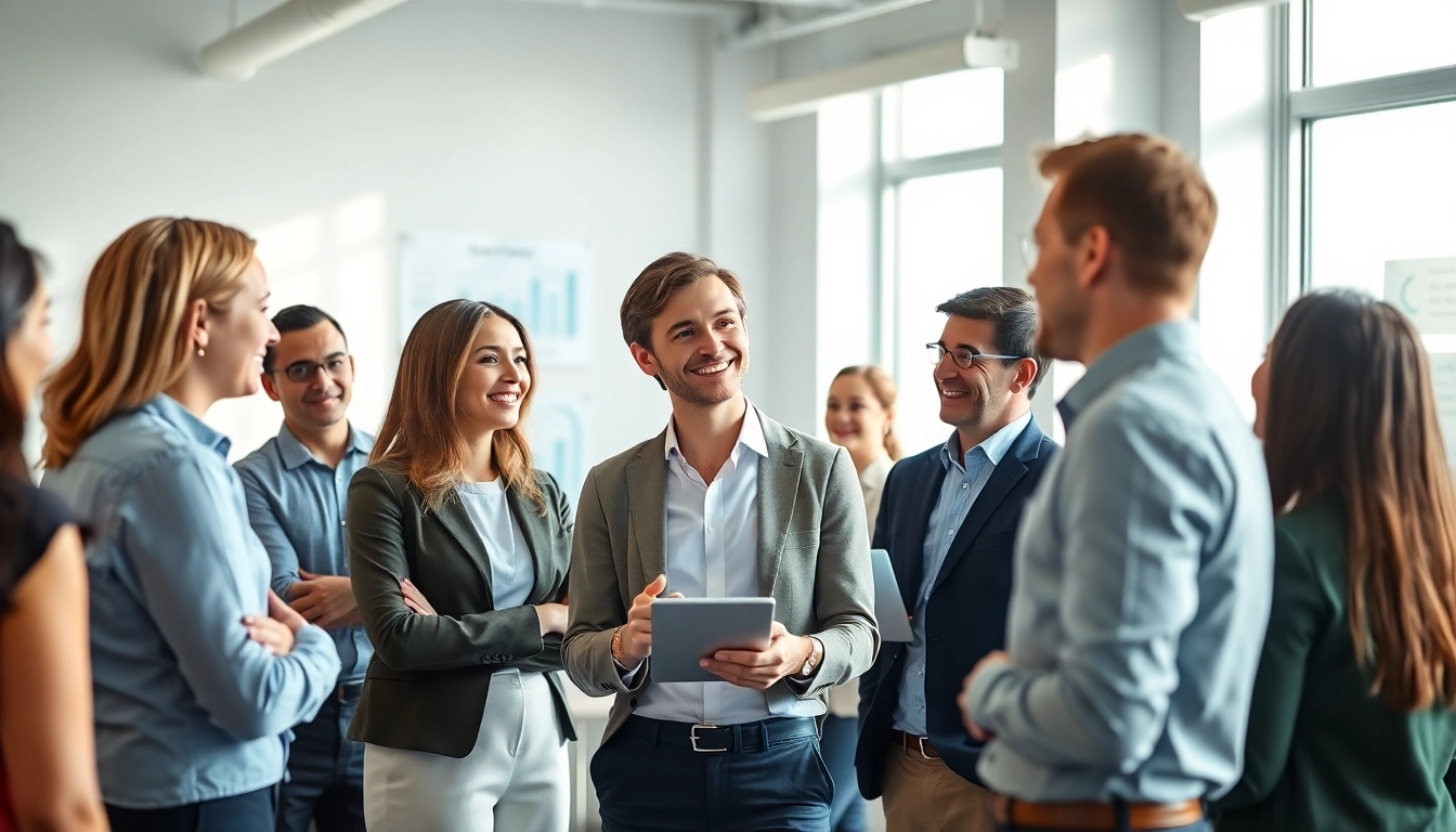 Headhunter Schweiz berät Kandidaten in einem modernen Büro und fördert das Networking.