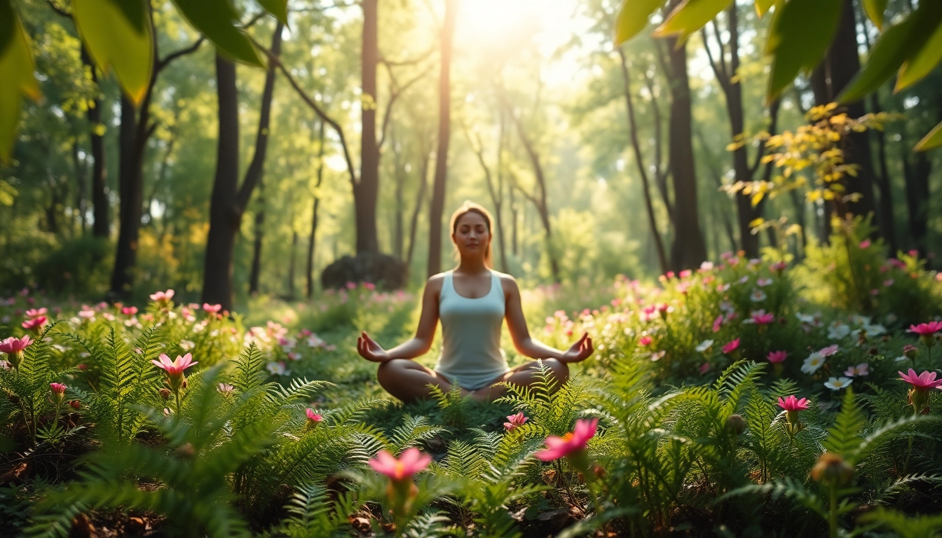 Enhance emotional wellbeing through serene meditation in a tranquil forest setting.