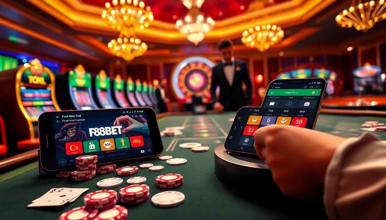Players enjoying a thrilling experience with F88BET at a vibrant casino table.